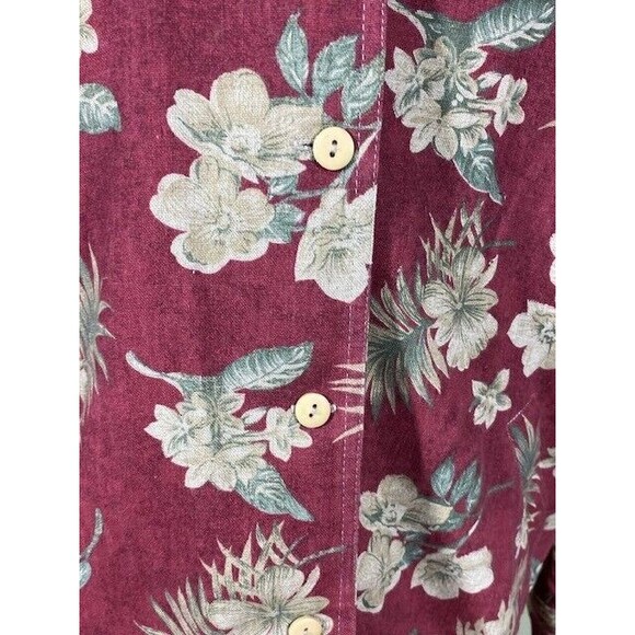 LA Chemise Womens Petite Sz LP Red Floral Linen Blend Shacket Grandmacore - Picture 4 of 9